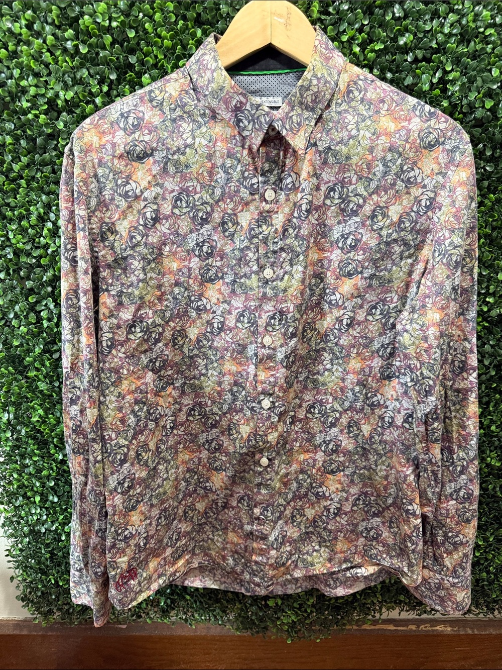 Men's Floral Print Long-Sleeve Button-Down Shirt - Multicolor